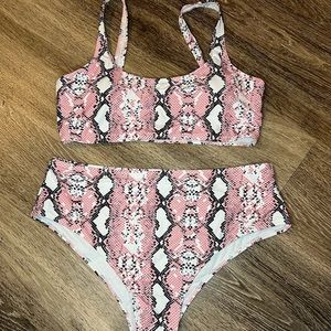 Pink snake print bathing suit